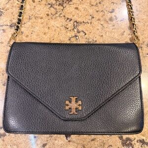 Tory Burch Black Leather Purse with Gold Accents